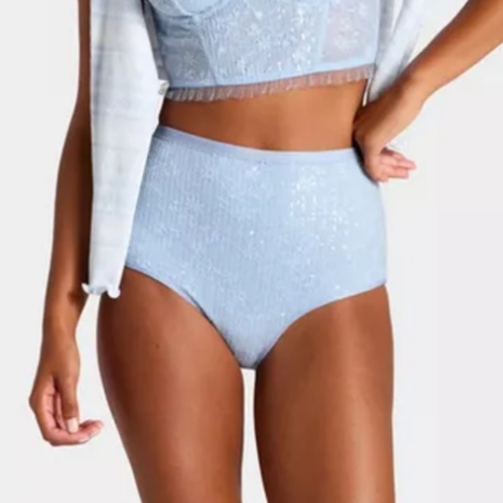 Wild Fable Sequin Embellished High Rise Baby Blue Panties Bloomers - NWT Size M